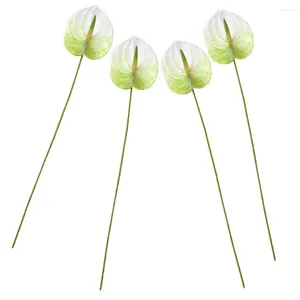 Dekorativa blommor 4 datorer Simulering Anthurium Andraeanum Lind Wedding Bouquet Centerpiece Artificial Decoration Faux Plants Branch Fake Fake