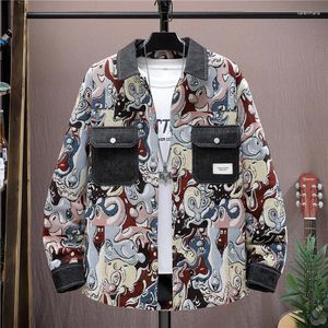 Herrjackor Jacquard Fabric 2024 Spring och Autumn High Quality Casual Mönster Fashion