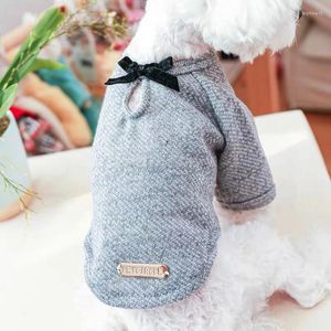 Dog Apparel Lovely T-shirt For Medium Large Dogs Soft Shirts Pet Spring Coat Black Bow Two-Legged Pullover Clothing