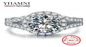 Yhamni Real Solid 925 Srebrne pierścionki ślubne Biżuteria dla kobiet 2 karat Sona CZ Diamond Pierścionki zaręczynowe Akcesoria XMJ5108375354
