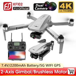 Drones kf102 drone 4k Profesional Motor sem escova 2axis Gimbal Antishake HD Câmera Mini Dron 5G WiFi GPS FPV RC Quadcopter