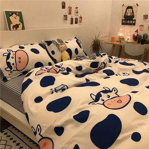 Ins Bear Rose Duvet Cover Home Textile Pillow Case Cute Bed Sheet Kids Girls Bedding Covers Set King Queen Twin Cute Kawaii