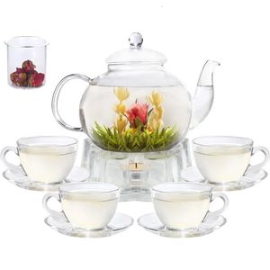 Set di teiera in vetro 40oz1200ml SUPEROP SAFE TEA SAFE TETTLE CON RISCURO CAPPE CAMERE ANFUSER E PACCHI DI 4 240411