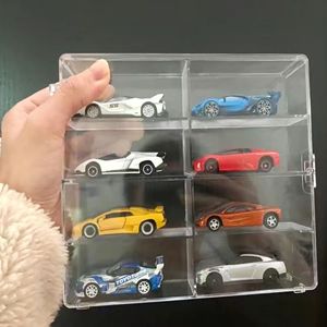 1:64 Modelo de carro Caixa de armazenamento de brinquedos para bonecos de boneco de boneco de boneca rack de armazenamento transparente de pó de acrílico armário de exibição de carro pequeno à prova de poeira