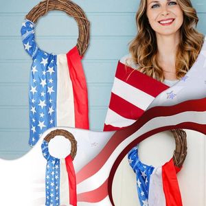 Decorative Flowers Independence Day Wreath Door Decoration July 4th Wedding Supplies Wall Hanging Ornament 2024 DIY Garland Decor