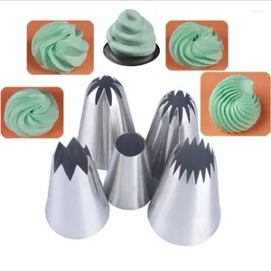 Backwerkzeuge 5pcs große Metallkuchencreme -Dekorationstipps Set Gebäck aus Edelstahl Rohrleitungsdüsen Cupcake Head Dessert Dekorateure