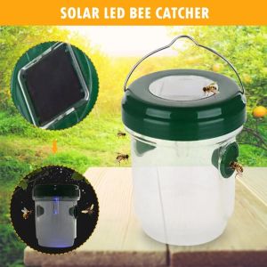 1Pack Solar Wasp Trap Outdoor Flying Hanging Reusable Wasp Cather Hanging With Light For Yellow Hornets Bee Insect Flies Traps