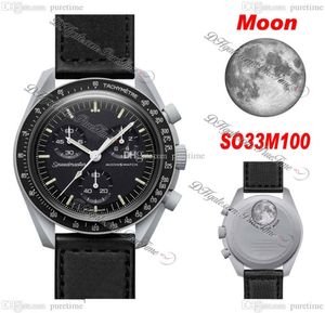 Bioceramic Moon Swiss Quqrtz Chronograph Mens Watch SO33M100 Mission to Moon 42 Real Grey Ceramic Black Nylon Strap With Box Super Edition Puretime H87005131