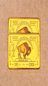 Diğer Sanatlar ve El Sanatları 1oz 24K Altın Kaplama Amerika Birleşik Devletleri Buffalo Altın Bar Bulyon Paras Çekme1112879