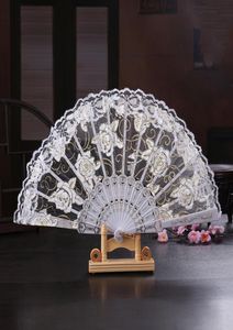 Vintage 10 Renk Mevcut Eller Hayranlar Plastik Fan Kemik Bambu El Gül Dantel Düğün Hayranları Sanat ve El Sanatları Düğün İyilik Hediye Che7067638