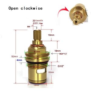 80mm 90mm All-copper G1/2" Tooth Faucet Valve Core Hot Cold Brass Spool Faucet Double Tooth Cartridge With Flange Ceramic valve