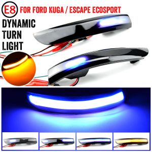 2PCS Dynamiczne lampy sygnałowe LED LED wędzone przepływające światła lustrzane tylne wskaźnik dla Ford Kuga Ecosport 2013-2018