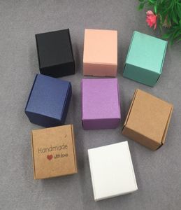 30pcslot 4x4x25cm Colourful Kraft Paper Jewelry Packing Small Gift Box For Handmade Soap Wedding Candy jllYwO8751135