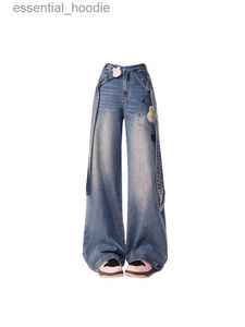 Women's Jeans Womens Bag Blue Goods Jeans Vintage Jeans Harajuku Jeans Trousers 90s Fashion Street Clothing Y2k 2000s Junk Clothing 2024 C240411