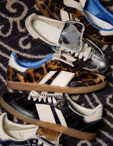 Designer leopard tryckskor vegan og casual skor för män kvinnor wales bonner moln vit kärna svart bonners collegiate grönt gummi utomhus sambaliness sneakers