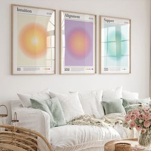 Trendy Angel Number Aura Gradient 111,222,333,444,555,666,777,888,999 Wall Art Canvas Painting Poster For Living Room Home Decor