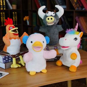 Stuffed Plush Animals Cute Animal Plush Hand Puppets Soft Toys Chickens Cattle Penguin Story Pretend Playing Doll Plush Toys Gift for Children L411