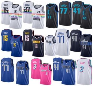 NEU 15 JOKIC 27 JAMAL MURRAY 77 DONCIC 41 NOWITZKI 3 WADE 1 D039Angelo Russell 8 Dinwiddie City Version genähte Trikots 9628240