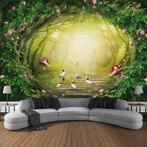 Natural landscape big tapestry beach Tapestries picnic mat home wall art decoration sand forest waterfall living room wall hanging R0411 1