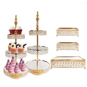 Bakeware Tools 5st/Lot 5 PCS Gold Metal Cake Set Mirror Crystal Dessert Table Stands For Tiered Cupcake Holder