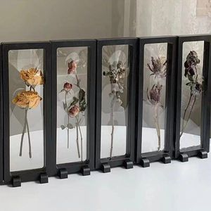 Ramar 1pc transparent skugga rosbox po bukett display blomma växtfodral diy ram valentins dag skrivbordsorament