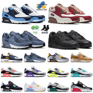 nike air max 90 airmax off white Tênis de corrida ao ar livre almofada de corrida para homens mulheres raça fóssil pedra sinal azul tênis tênis