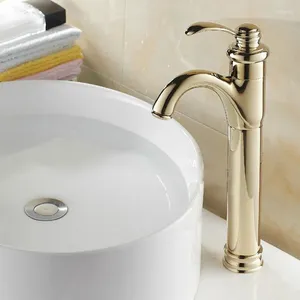 Bathroom Sink Faucets Golden Brass One Hole Single Lever Handle Vessel Basin /Cold Mixer Tap Faucet Agf059