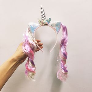 Unicórnio 1º aniversário menina bandeira da cabeça do bebê festa de cabelo fofo para crianças arco de cabelo acessórios unicorn party decorwarwarwarwar