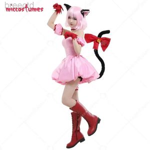 Anime Costumes Miccostumes Womens Anime Cosplay Costume Transformed Short Pink Dress with Cat Ears and Tail 240411