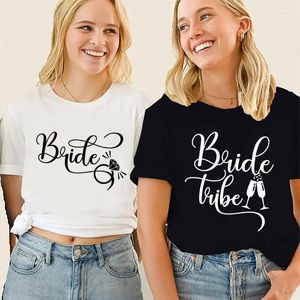 Women's T Shirts Cheers Graphic Blouses Bride Tribe T-Shirt Friends Bridal Wedding Ring Tees Women Bachelorette Hen Party Tops Short Sleeve