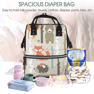 Forest Cute Fox Bear Animals Wildlife Diaper Bags Mummy Ryggsäck Multifunktioner stor kapacitet Nappy Bag Nursing Bag Baby Care