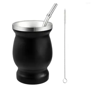 Water Bottles Double-wall Stainless Steel Mate Gourd Yerba Cup Set With Bombilla Teacup Brush For Antioxidant