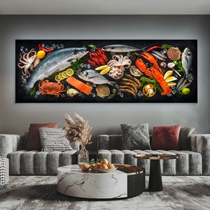 Fresh Fish and Seafood Wall Picture Tela Painting Wall Art Aragia di pesce Sea Poster e stampe per decorazioni per il soggiorno