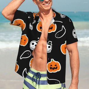 Camicie casual da uomo Hawaiian Shirt Vacazioni graziose camicette di stampa fantasma camicette Halloween Pumpkins maschi vintage a maniche corte Y2K Street Abbigliamento