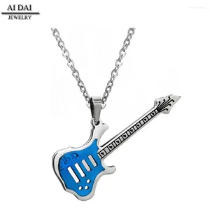 Choker modische einfache Gitarre Titaniumstahl Anhänger Halskette Frauen und männliche Ornamente