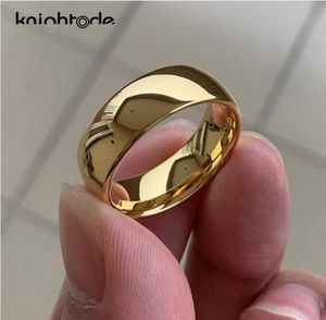 Anello nuziale d'oro d'oro classico anelli in carburo di tungsteno anelli da donna anello di fidanzamento per uomo gioielli dome incisione di fascia lucida 216969187