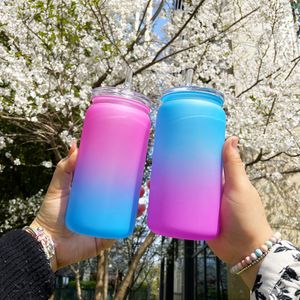 BPA free Kids Unbreakable 16oz matte colored Macarone jelly ombre PET PC plastic acrylic cups can choose color with pp lid and straw 50pcs/case ready to ship