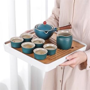 Tearware Sets Tea Chinesa Gift Gungfu Flores de Copo Requintada Conjunto de Viagem Portátil Pote Artável