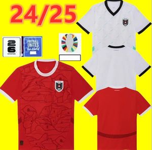 2024 2025 Österrike tröjor Euro Soccer Jerseys Souvenir 24 25 Home Red Set Away White Jersey Österrike National Football Team Kits Men Tops Tee Shirts Uniforms Tops