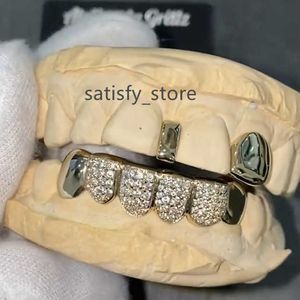 Özel Grillz Gümüş 10K 14K 18K Altın Grillz Buzlu VVS Moissanite Grillz Dişler İçin Elmas