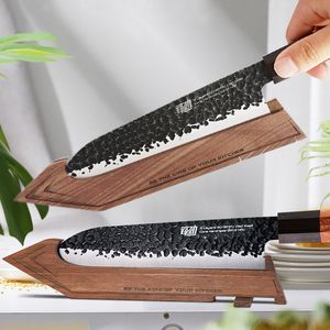 Kitchen Knife Protector Wooden Blade Guards Japanese Raw Fish Knife Rack Sashimi Knife Cover Wood Stand Walnut Knife Holder