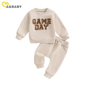 Trousers ma&baby 3M3Y Toddler Newborn Infant Baby Boy Girl Clothes Sets Letter Embroidery Long Sleeve Tops Pants Casual Tracksuit Outfit