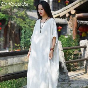 Basic Casual Dresses OriGoods womens oversized dress cotton loose and casual novel oversized style long dress 2024 summer dress womens tank top B059 C240411