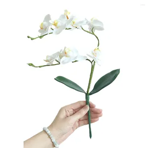 Flores decorativas 1pcs orquídea flor artificial flor branca seda phalaenopsis ramil ramal natal mesa decoração de casamento arranjo floral