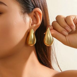 Stud Earrings URLOVER Vintage Gold Color Chunky Water Drop Dome For Women Trendy Punk Glossy Tear Earring Jewelry Accessories