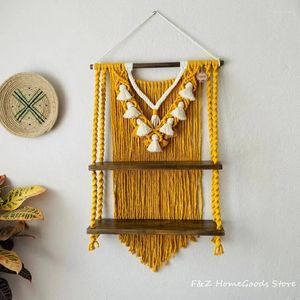 Tapestries Direct Selling Hand-Woven Macrame Wall Hanging Tapestry Floating Shelf Plant Hanger Boho Decoration Bohemian For Roomr Home