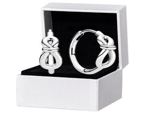 925 Sterling Silver Infinity Knot Hoop Earrings Original box for Women Girls Earring7657461