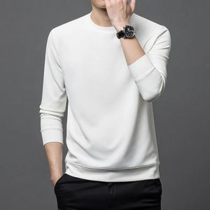 2024 Autumn Mens T-shirts Solid O-Neck Long Sleeve Spring Casual Men Clothing Business Tshirt For Male Topps TEE 240407