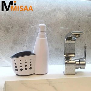 Dispensador de sabão líquido Fácil de usar o desinfetante manual da caixa de armazenamento durável do banheiro com uma garrafa de detergente prático da placa de drenagem