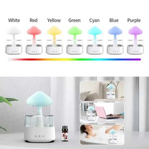 Humidifiers Mushroom Rain Air Humidifier Electric Aroma Diffuser Rain Cloud Smell Distributor Relax Water Drops Sounds 7 Colorful Night Lights